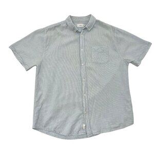 Onia Linen Blend Short Sleeve Button Front Shirt Breathable Blue Stripe size XL
